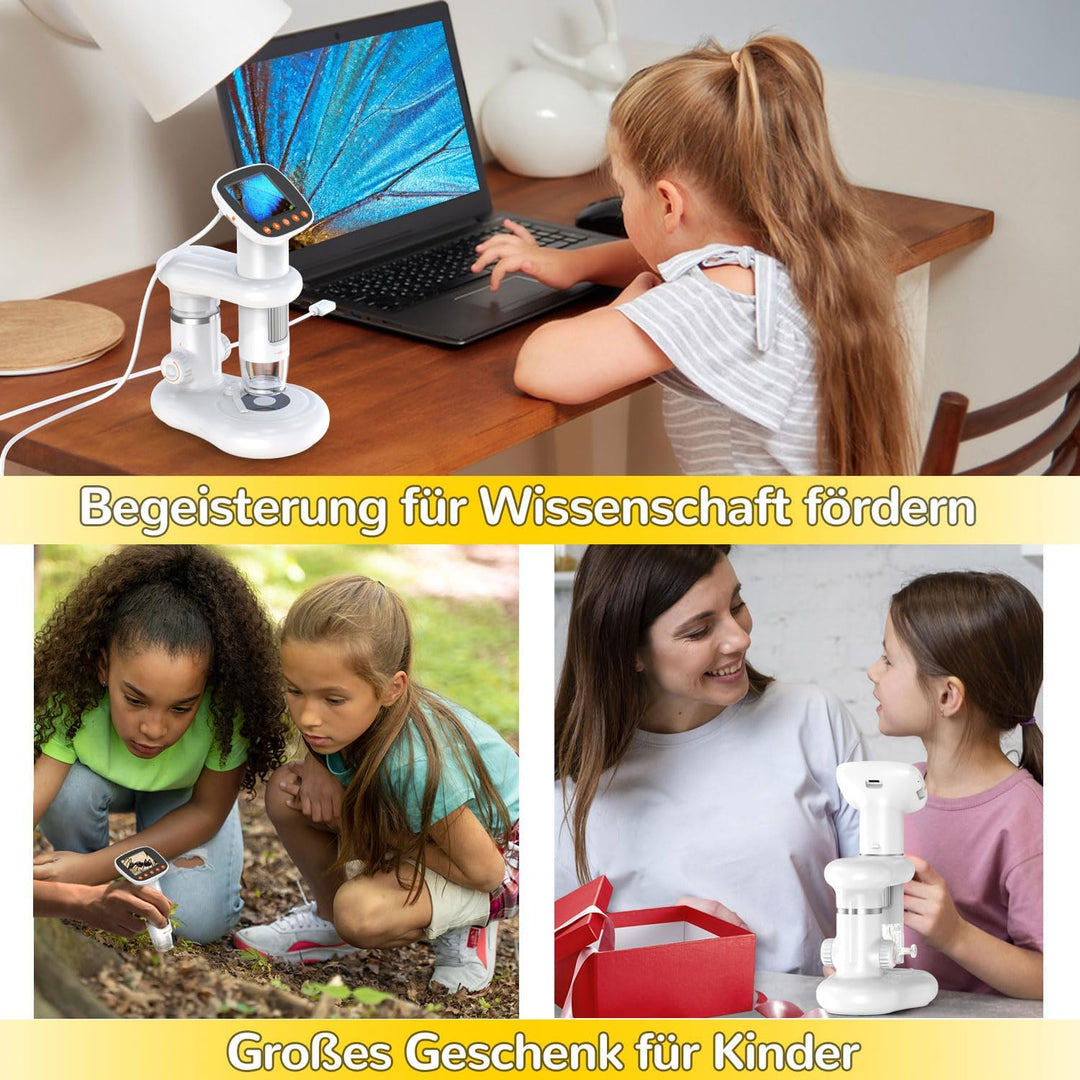 Microscope IMICHI Mikroskop für Kinder Bildschirm 1000X grosse Vergrösserung klares Bild, einzigarti