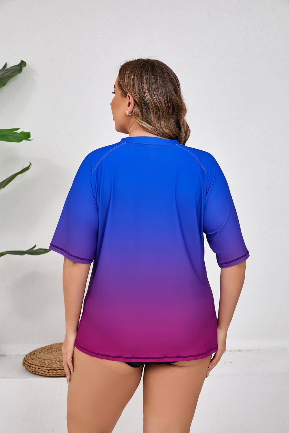 Halcurt UV Shirt Damen Übergrösse Rash Guard Kurzarm UPF 50+ Badeshirt UV Schutz Schwimmshirt Schnel