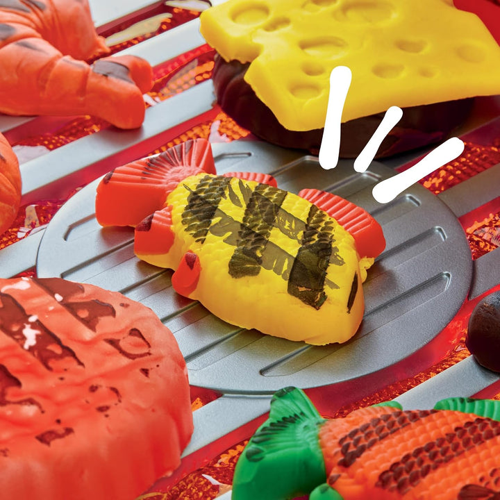 Play-Doh Grillparty Spielzeug, Grill-Station mit Formen, Accessoires und 6 Dosen Knete zum Basteln,