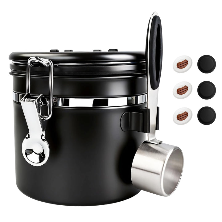 ShanSon Kaffeedose Luftdichtes Kaffee-Container Edelstahl-Kaffee-Lagerbehälter mit Messlöffel Kaffee