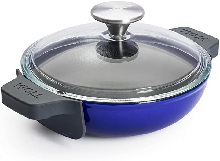 Woll Iron Servierpfanne mit Deckel und Silikongriffen - Induktiv -, Ø 18 cm, 5,5 cm hoch - Geeignet