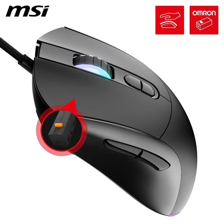 MSI Forge GM320 Gaming-Maus – 12800 DPI optischer Sensor, symmetrisch, über 20 Millionen Klicks, 7 T
