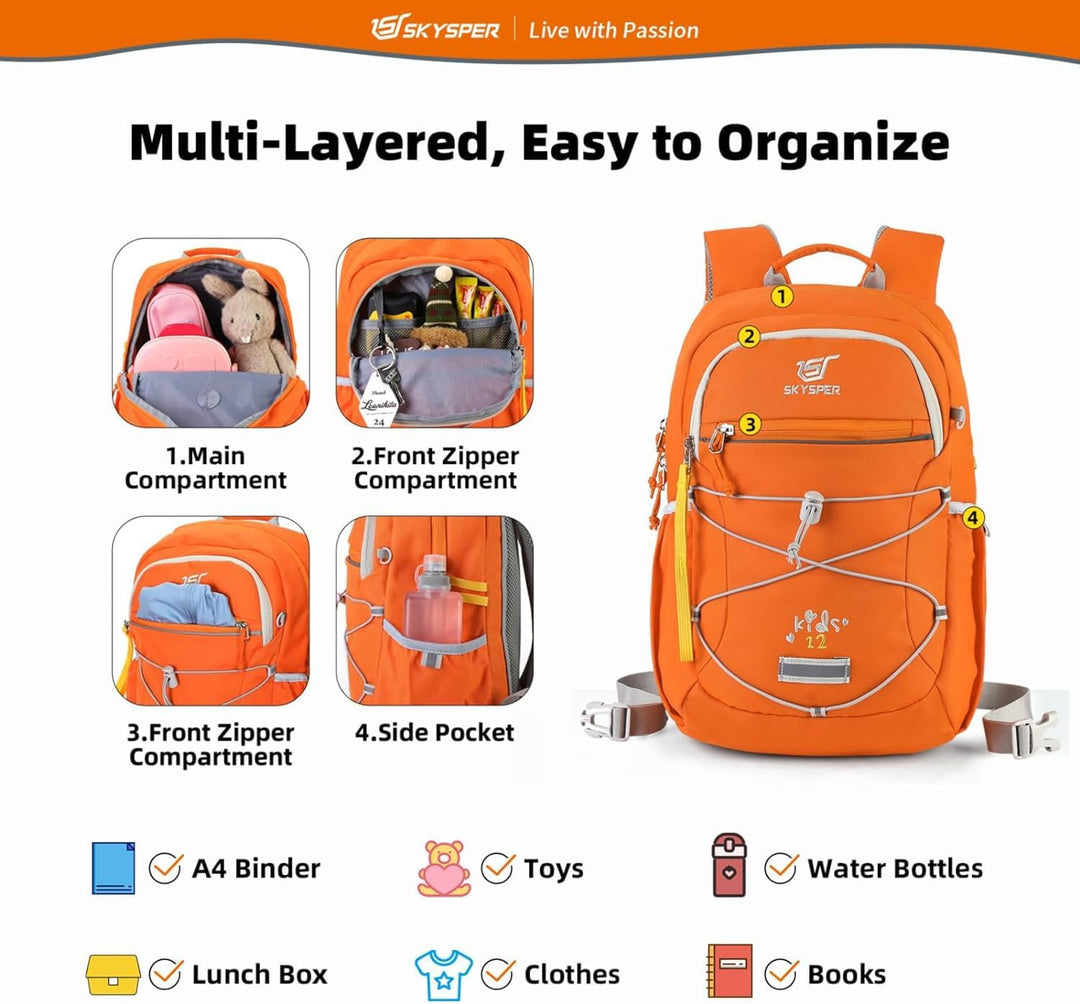SKYSPER KIDS 12 Kinderrucksack Jungen & Mädchen für 3-8 Jährige, komfortabler Wanderrucksack Kinder