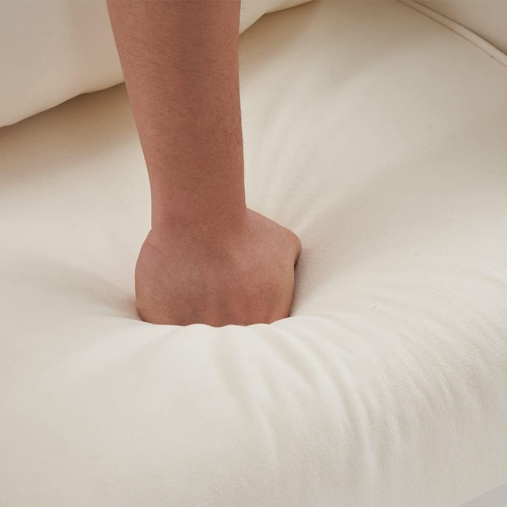 Mingone Sofa Sessel Creme Couch Modern Design TV Sessel Wohnzimmer Einzelsofa Loungesessel Leinen Re