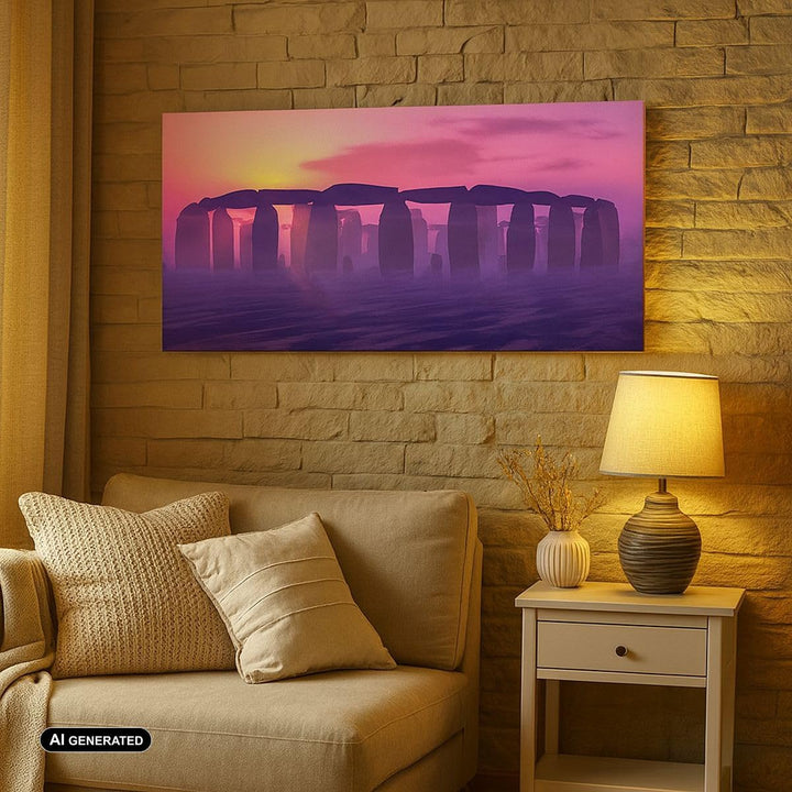 Wandbilder Dekoration Wohnzimmer Stonehenge Kreis Geheimnis Geschichte Bilder auf Leinwand 120x50cm