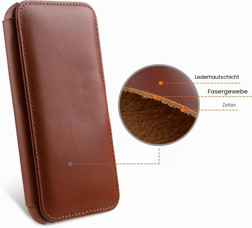 STILGUT Book Case kompatibel mit iPhone 14 (6.1“) Hülle aus Leder mit Clip-Verschluss, Klapphülle, H