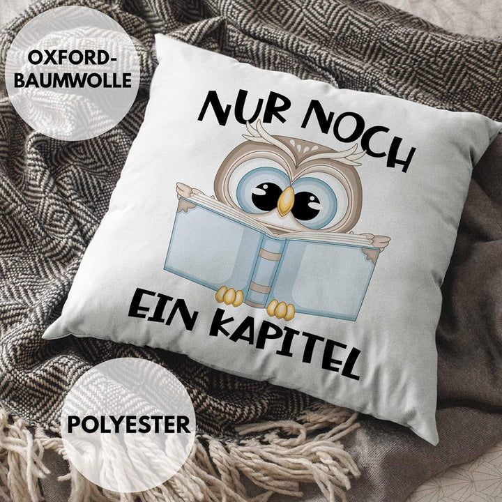 Trendation Leseratte Geschenk Kissen mit Füllung 40x40 Nur Noch EIN Kapitel Bücher Lesen Bücherwurm