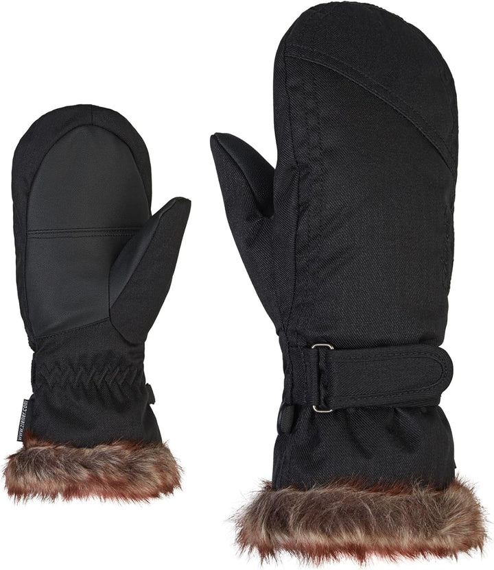 Ziener Mädchen LED Mitten Girls junior Ski-Handschuhe Wintersport, warm, atmungsaktiv 6.5 black-stru