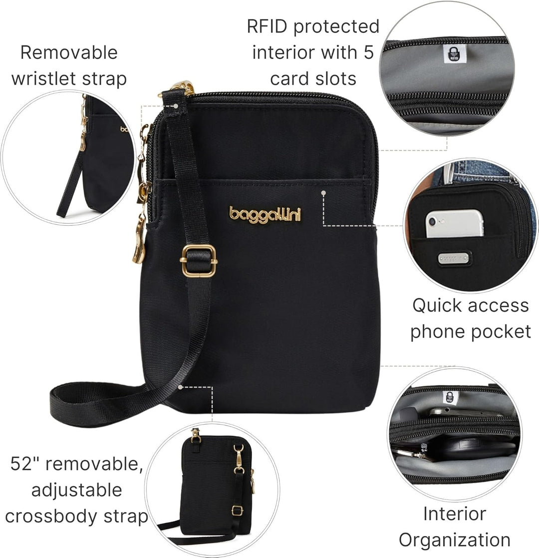 Baggallini Mini Einheitsgrösse Schwarze und Goldfarbene Hardware, Einheitsgrösse Schwarze und Goldfa