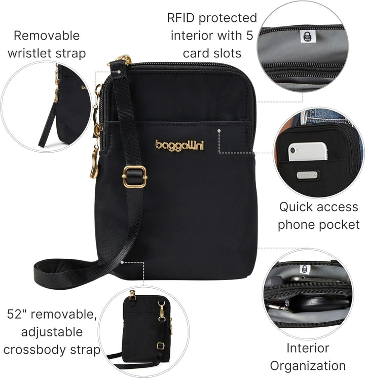 Baggallini Mini Einheitsgrösse Schwarze und Goldfarbene Hardware, Einheitsgrösse Schwarze und Goldfa