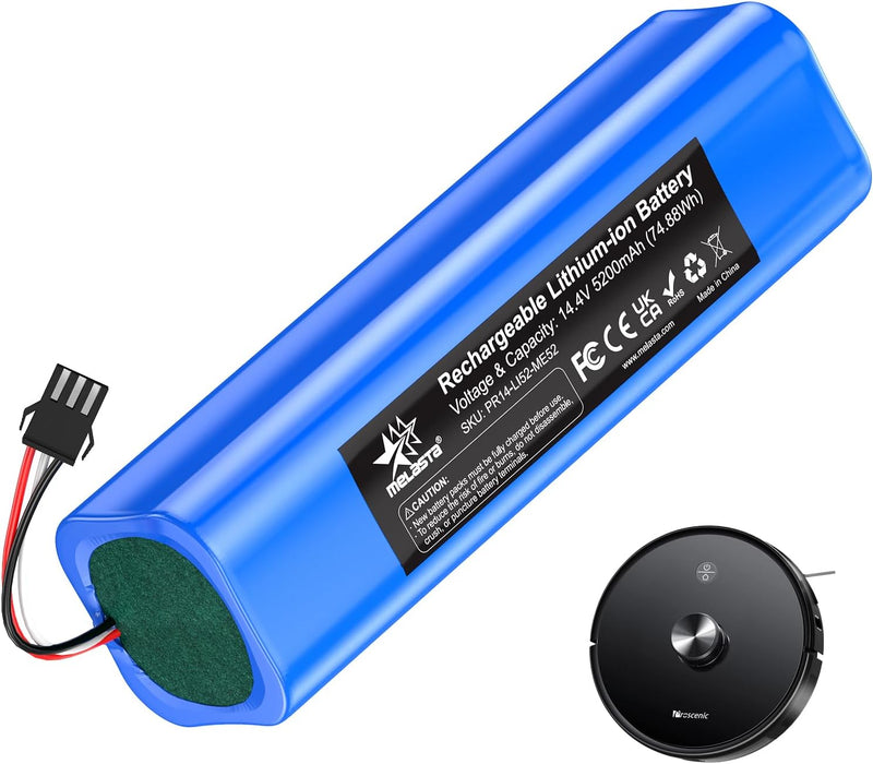 melasta 14.4V Li-Ion 5200 mAh Ersatz Akku Batterie für Proscenic M7 M8 Pro/Lydsto R1 / Uoni V980 Plu