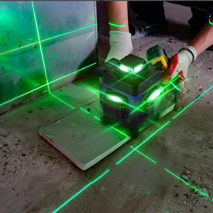 Kreuzlinienlaser mit Stativ, 16 Line Laser Level IP54 Wasserwaage 360° Kreuzlinienlaser Selbstnivell