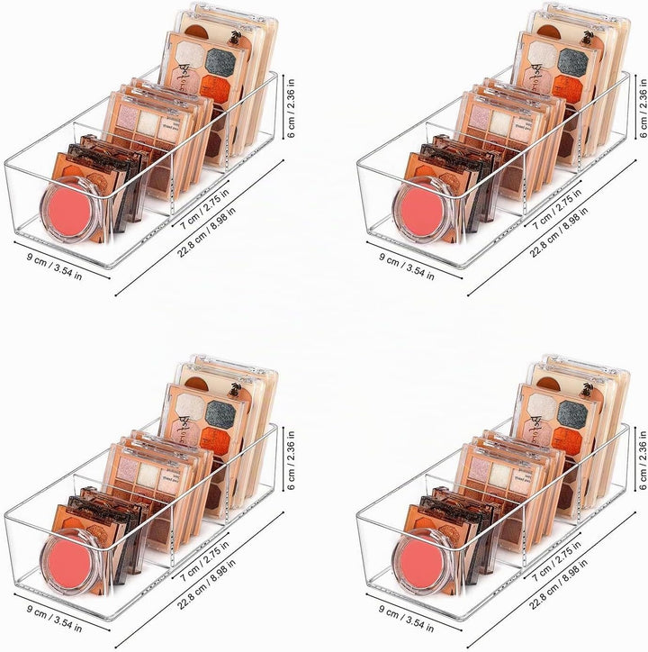JessLab Acryl Organizer, 4er-Set Transparente Makeup Aufbewahrung für Schminktisch, Arbeitsplatte, B