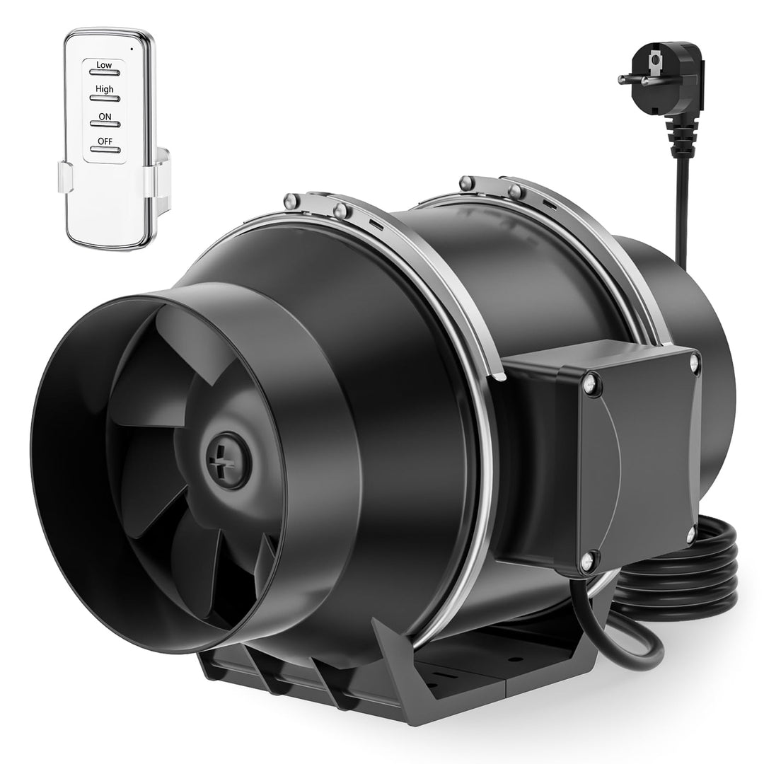 HG Power 100 mm Rohrventilator 2-Stufen Steuerung, Inline Rohrlüfter 100mm, Abluftventilator 220 m³/