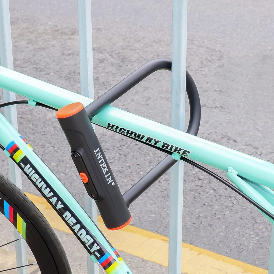 INTEKIN Fahrrad Bügelschloss, 16 mm Schweres Fahrradschloss mit Halterung, Hohe Sicherheit Fahrrad S
