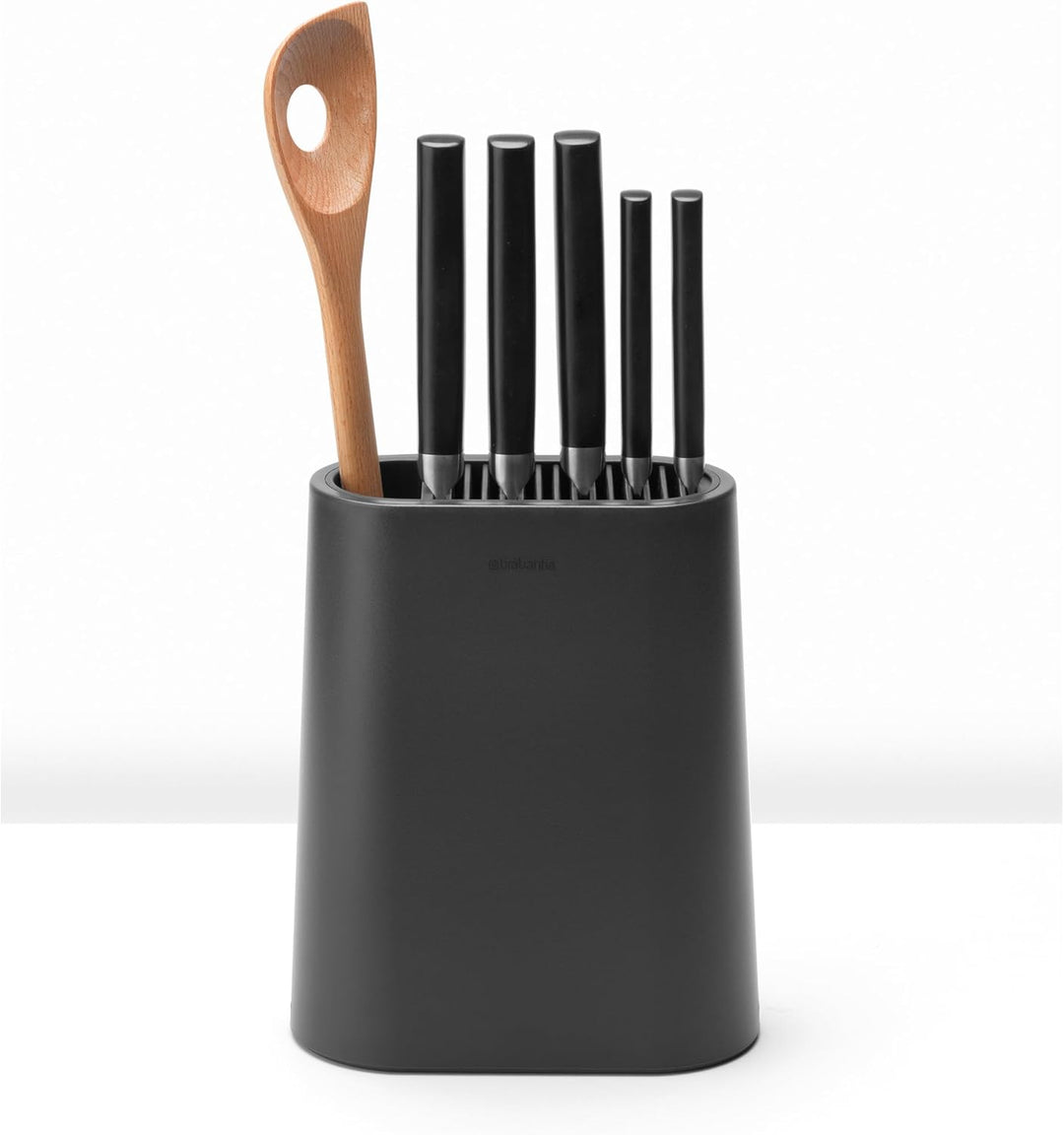 Brabantia Profile Messerblock mit Zusatzfach, Kunststoff, Dark Grey, 129889