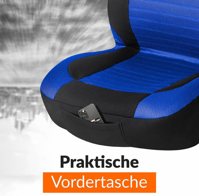 Upgrade4cars Auto-Sitzbezüge Blau Schwarz | Auto-Schonbezüge Set für Vordersitze & Rückbank | Auto-S