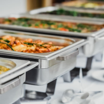 Mahlzeit Chafing Dish Profi Set Toulouse, 2X Edelstahl Warmhaltebehälter, 15-TLG Speisewärmer, Wärme