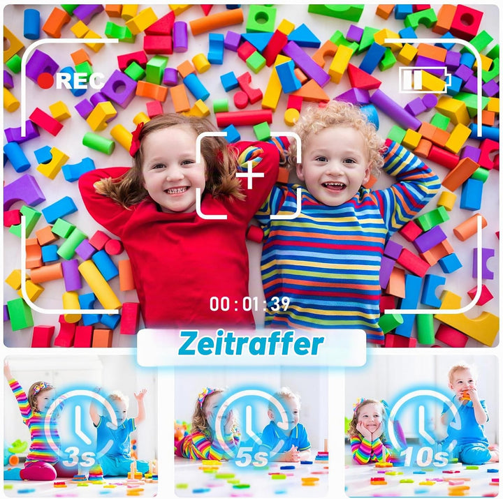 Kinderkamera Sofortbildkamera, 2.4 Zoll Bildschirm Fotoapparat Kinder, Digitalkamera 1080P mit 32G S