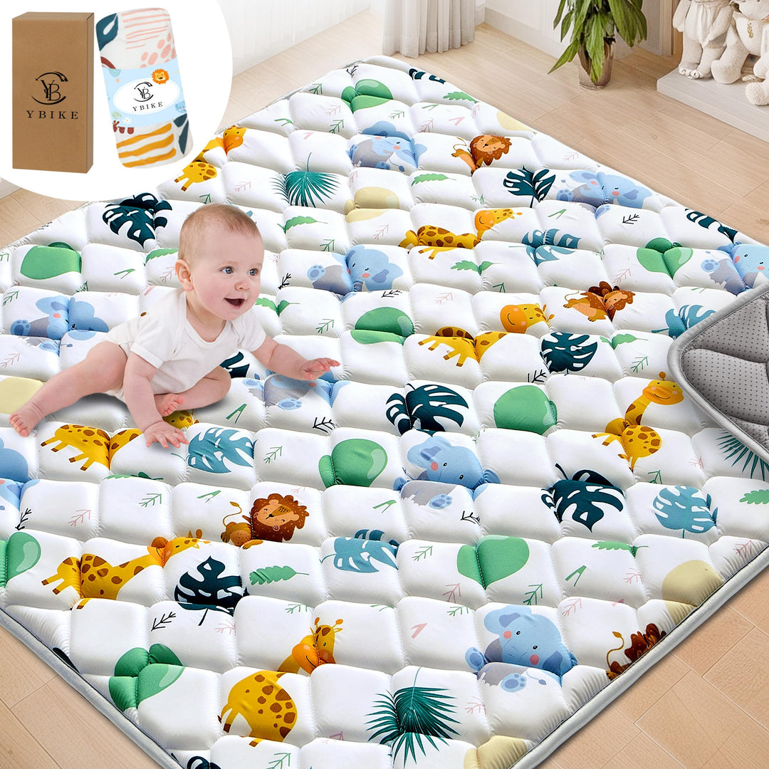 YBIKE Baby Spielmatte, Faltbare Grosse rutschfeste Dicke Baby Krabbelmatte 109x109cm, Tragbare Weich
