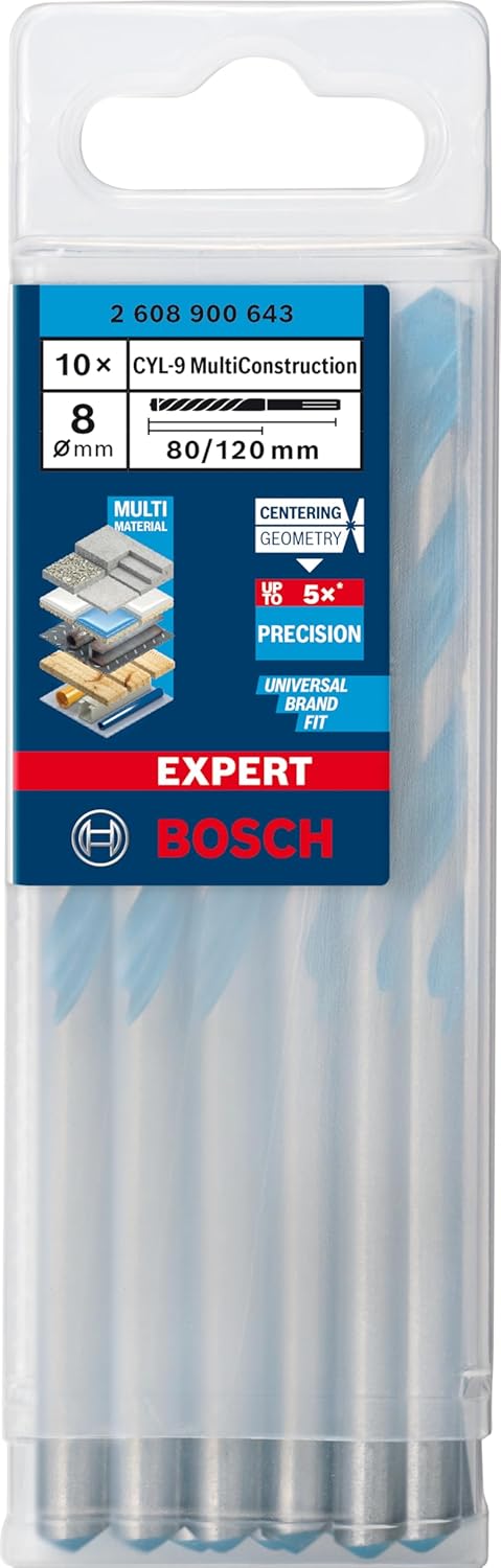 Bosch Professional 10x Expert CYL-9 MultiConstruction Bohrer (für Beton, Ø 8,00x120 mm, Zubehör Schl