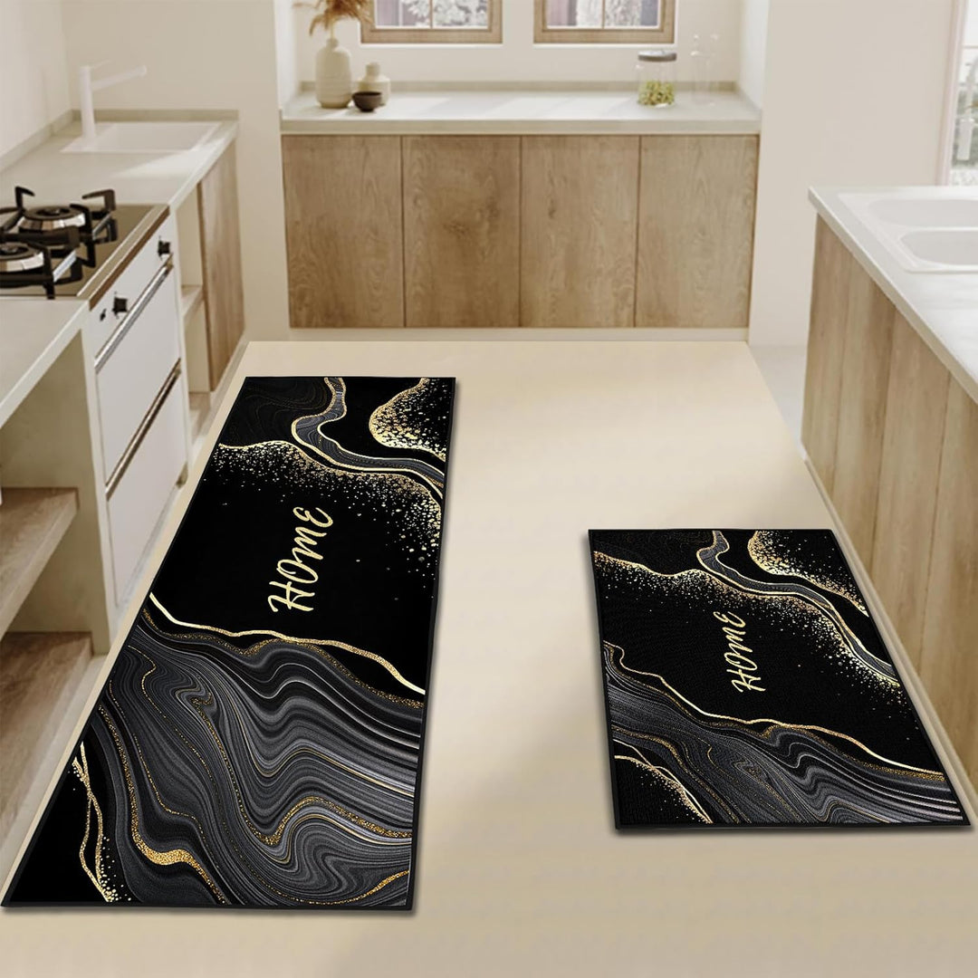 Küchenteppiche 2 Stück, Rutschfestes und aufnehmen Sonnenblume Muster Küchenläufer Küchenteppich Für