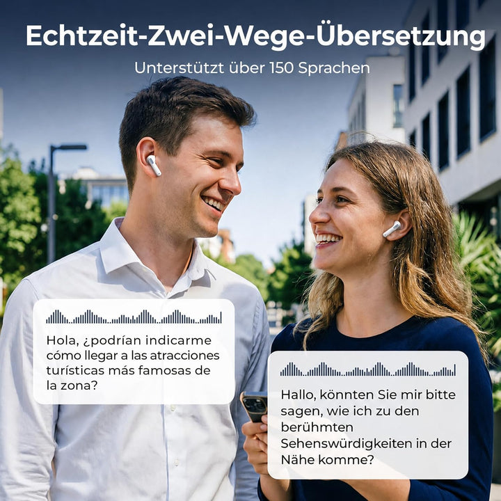 NE49 KI Übersetzer Kopfhörer, mit Echtzeitübersetzung, Übersetzungskopfhörer für 150+ Sprachen, Blue