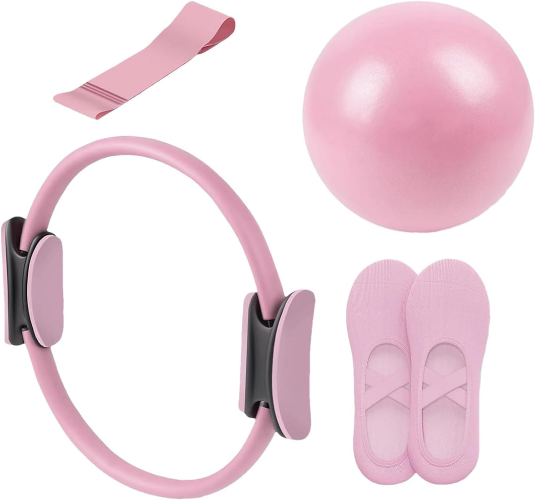 Pilates Set Für Zuhause,4 Stück, Pilates Ring Set Zuhause, Straffendes Stretch Widerstandsband Yoga