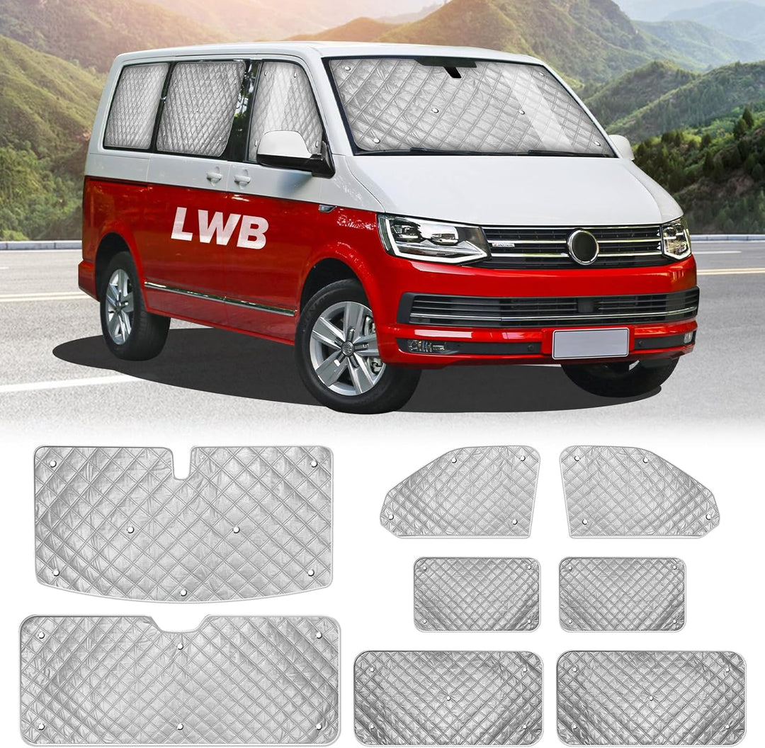MaxEarn 8Stk Thermomatte Fahrerhaus passend für VW LWB T5/T6, Luxus Interne Auto Sonnenblende Fronts