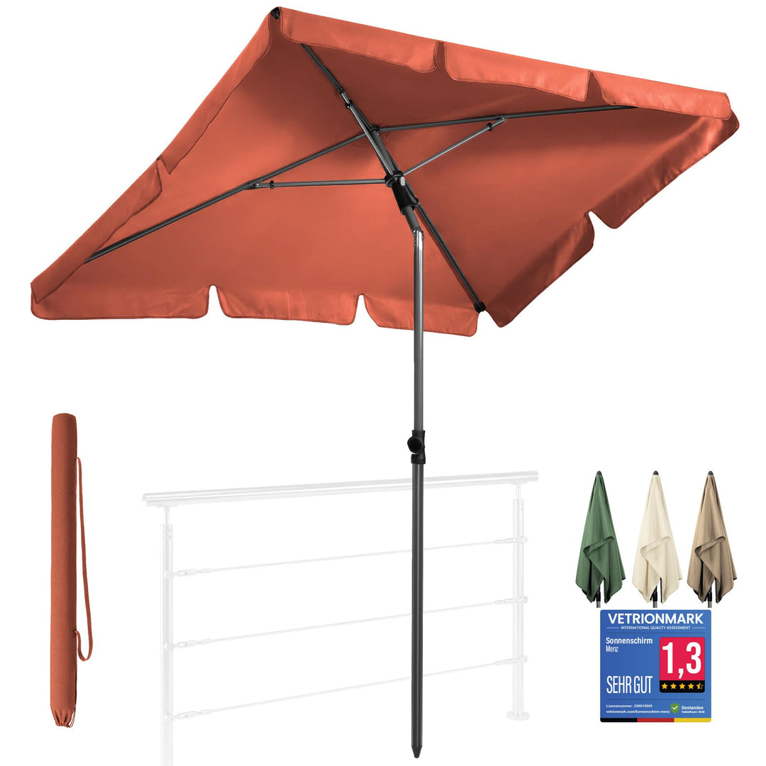 4smile Sonnenschirm Balkon 200 × 125 cm, Sonnenschirm rechteckig mit UPF 50+, 45° knickbar &amp; höhenve