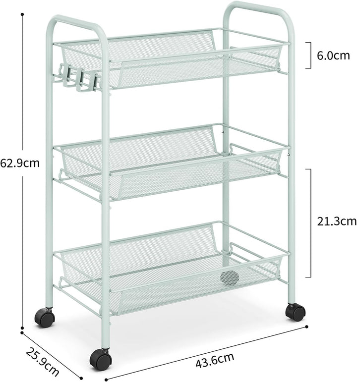 Urackify 3-stöckiger Rollwagen, Multifunktionaler mobiler Küchenwagen für Bad, Küche & Waschküche. R