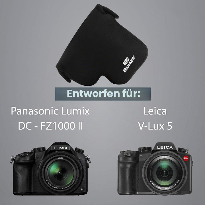 MegaGear MG1687 Kameratasche aus Neopren, für Panasonic Lumix DC-FZ1000 II, Leica V-Lux 5 - Schwarz,