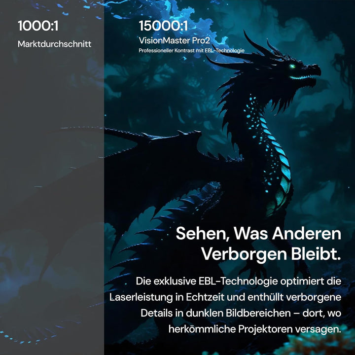 Valerion VisionMaster Pro2 4K Triple-Laser Beamer Bundle mit 120" kabelloser motorisierter Leinwand