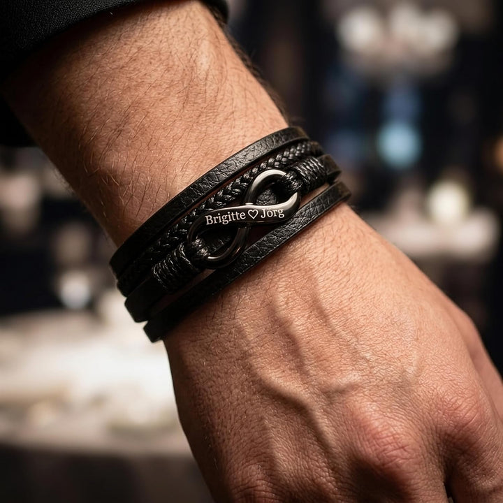 UNIQAL | Personaliesiertes Lederarmband mit Gravur "SHAPE" Herren Damen | Leather Bracelet mens | Ma