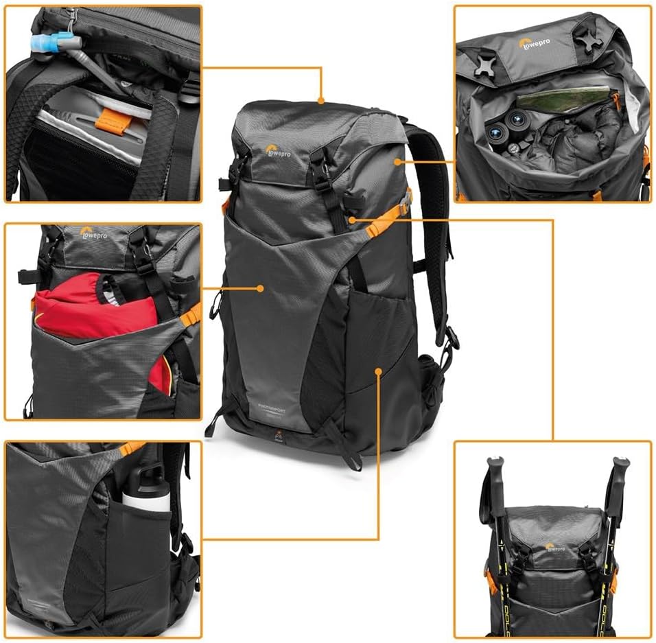 Lowepro PhotoSport BP 24L AW III, Wander Kamerarucksack für Spiegellose, seitlicher Zugriff, herausn