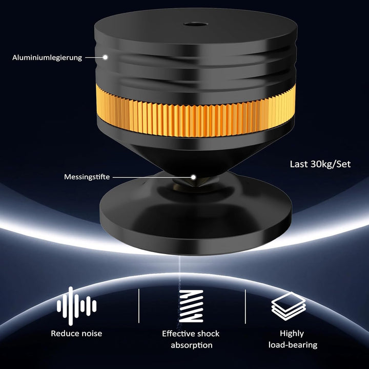 Monosaudio High-End Isolationsfüsse Lautsprecherspikes, Vibrationsentkopplung für Lautsprecher, Vers