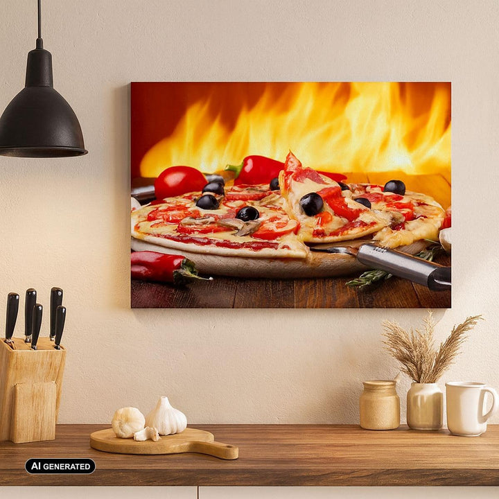 Bilder auf Leinwand 100x70cm Leinwandbild Kuchen Backen Pizza Käse Gross Wanddeko Bild Schlafzimmer
