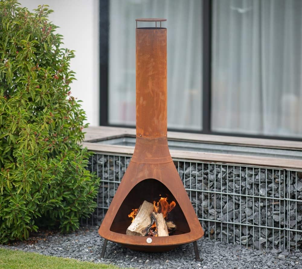 WESTMANN Gartenofen | 70x70x160 cm Rost | Gartenkamin aus pulverbeschichtetem Stahl | Feuerstelle fü