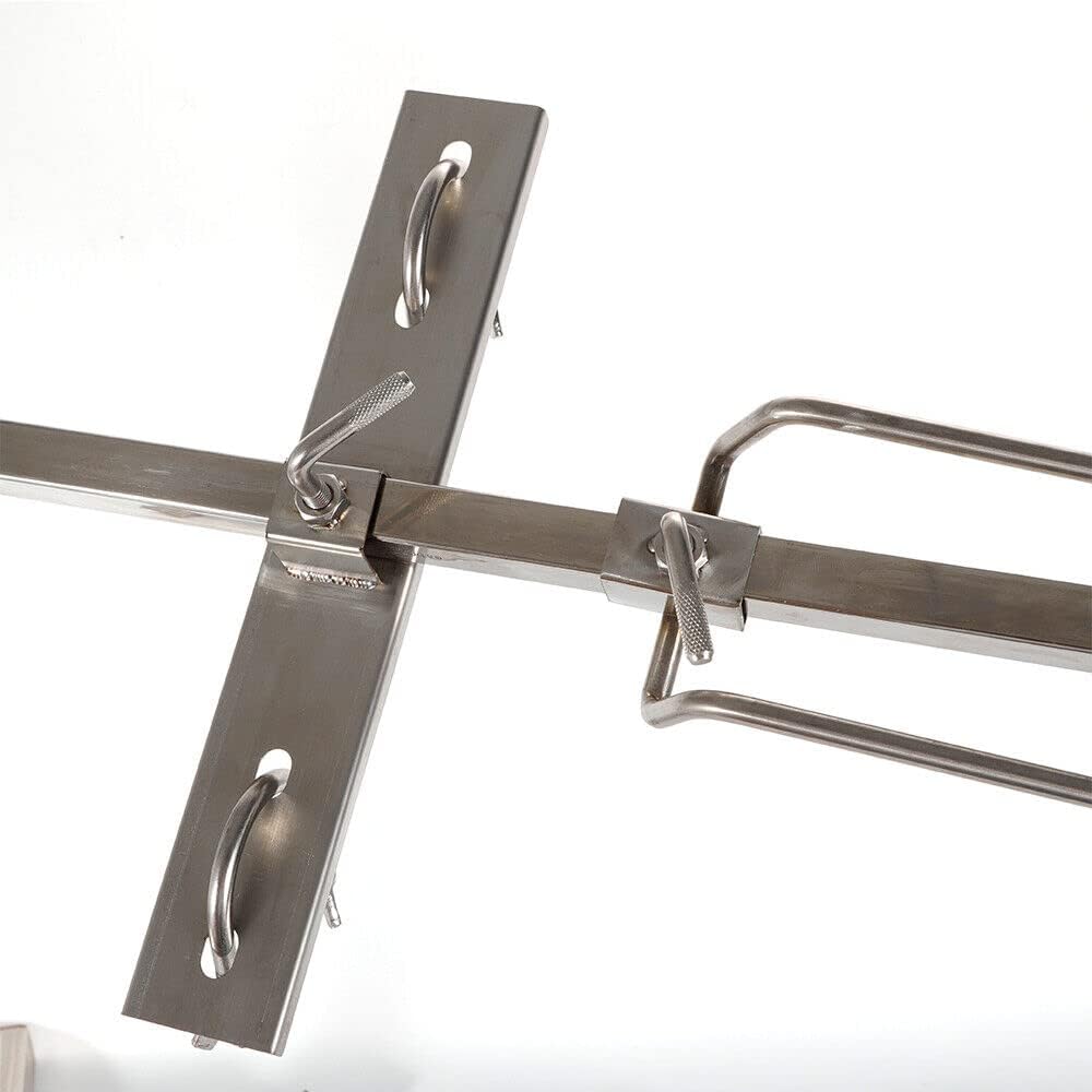 Edelstahl Spanferkelgrill, Höhenverstellbar Grillspiess mit 15W Motor, Elektro Spiessbratengrill mit