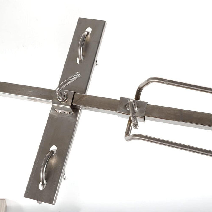 Edelstahl Spanferkelgrill, Höhenverstellbar Grillspiess mit 15W Motor, Elektro Spiessbratengrill mit