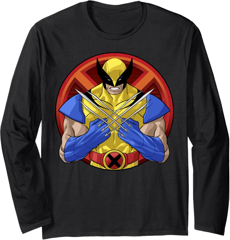 Marvel X-Men Wolverine Classic Claw Cross Portrait Langarmshirt