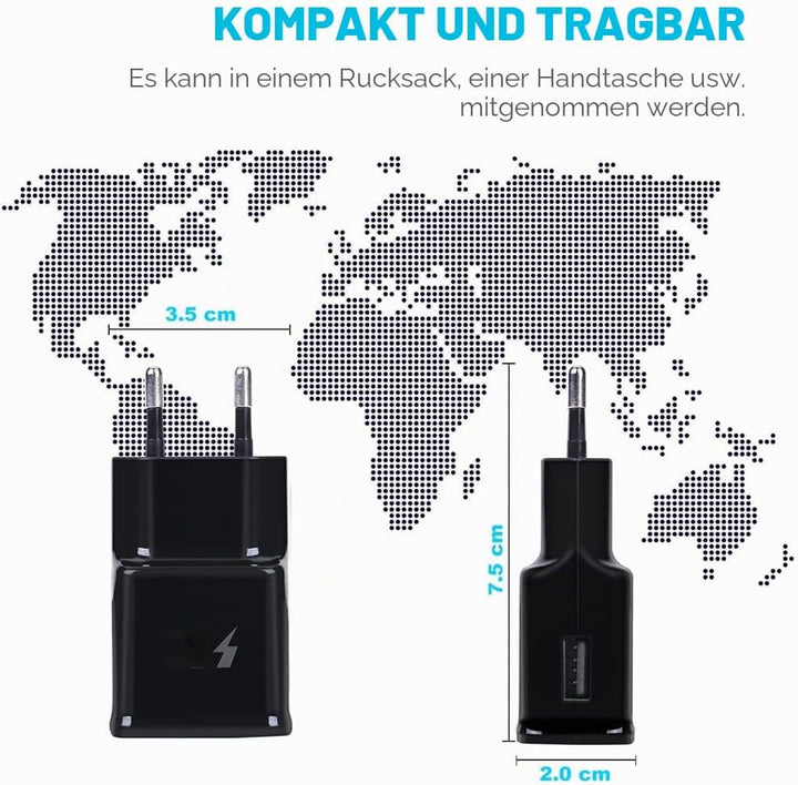 2-Pack Ladegerät mit Ladekabel Kompatibel mit Samsung Galaxy S8, S8 Plus, S9, S9 Plus, S10, S10 Plus