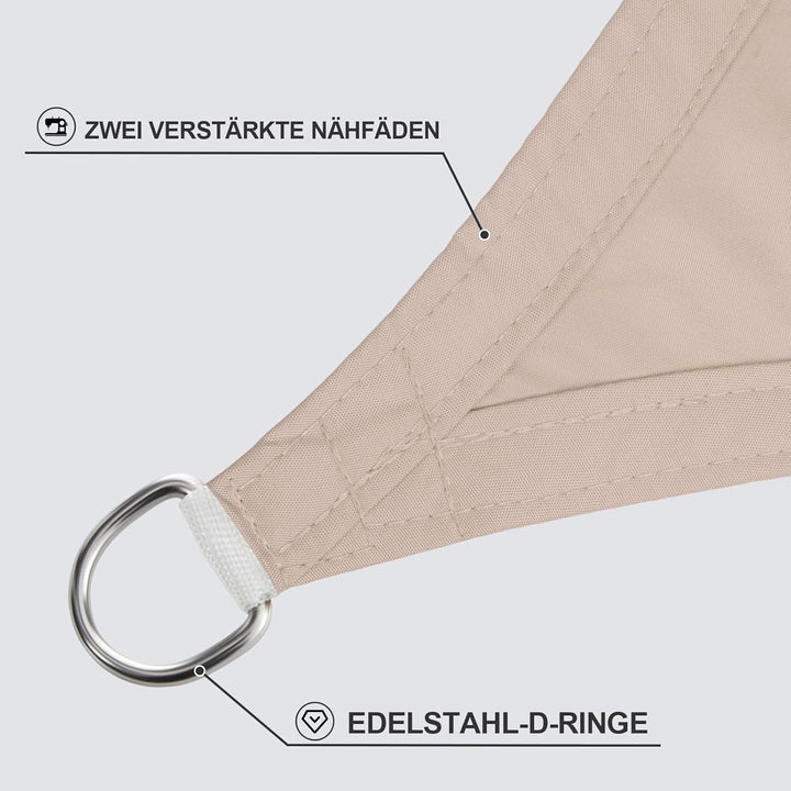 Sunnylaxx 5x5x5m Sonnensegel Dreieckig, Wasserdicht Sonnenschutz Sunsegel Color Taupe, 95% UV-Schutz
