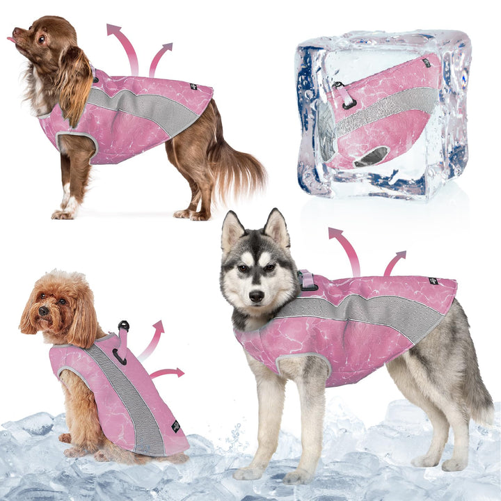 Kühlweste für Hunde, 2024 Upgraded Breathable Kühlweste Hund, EIS-Seide Hunde Kühlweste, Dual Adjust