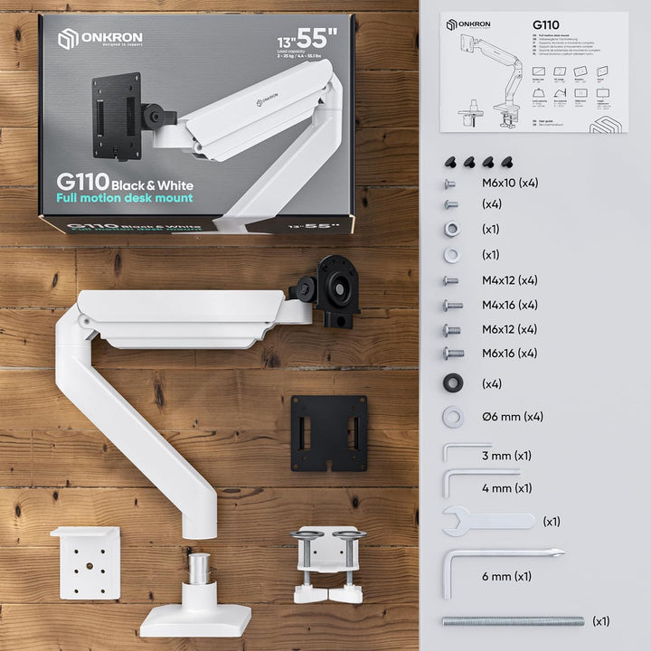 ONKRON Monitor Halterung Tisch für 15-42 Zoll Bildschirm bis 15 kg, Monitor Arm RGB mit USB und Type