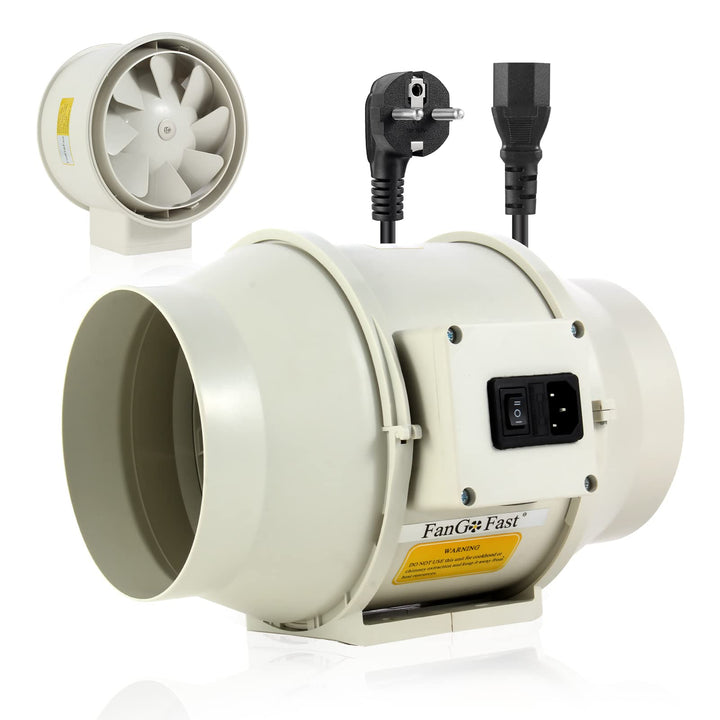 FanGoFast Rauchabzug Rohrventilator 200 mm Inline-Kanalventilator Abluftventilator Lüfter 230 V Leis