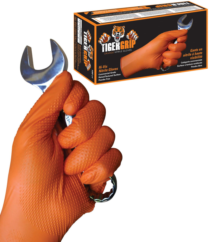 Kunzer Nitril-Einweghandschuhe Orange Tiger Grip Grösse M (Dispenser mit 100 Stück)