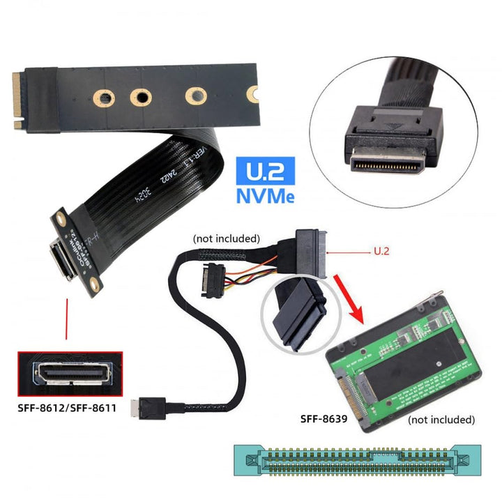 CY 2280 NGFF PCI-E4.0 M.2 M-Key zum Oculink SFF-8612 SFF-8611 Hostkabel 15 cm für NVME U.2 SSD Egpu