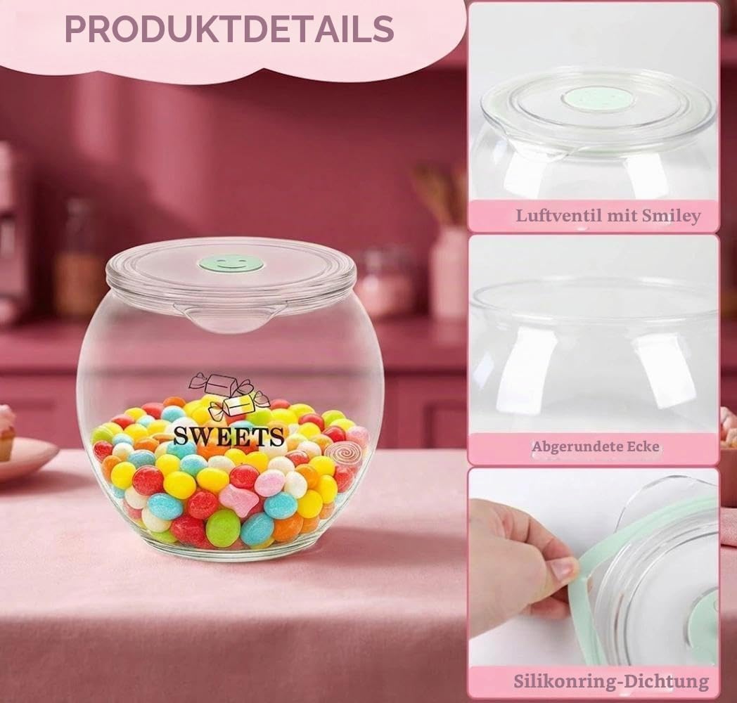 Keksdose mit Deckel,Candy bar zubehör,Süssigkeiten glas,Bonbonglas,PET transparent,Vorratsdose für K