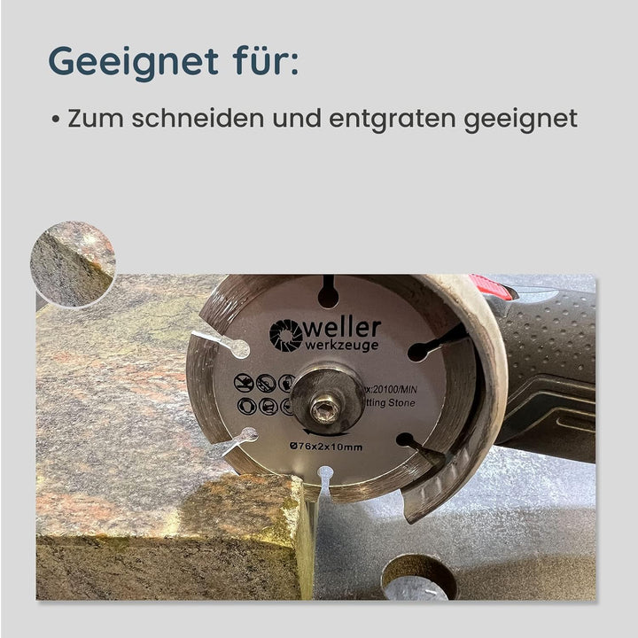I XXL Zubehör SET ⌀76x10mm passend für Mini akku Winkelschleifer z.b. Bosch GWS 12V 10,8V Trennschei